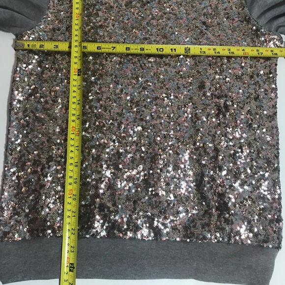 Halogen Gray Multi-color sequin sweatshirt MP NWT PRICE FIRM NO DISCOUNTS - Picture 6 of 6